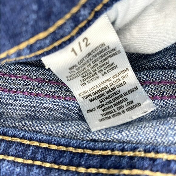 Aeropostale Jeans Womens Size 1/2 28x23 Low Rise Capri Crop Distressed Blue - Picture 4 of 4